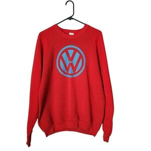 VOLKSWAGEN Vintage VW Logo Graphic Crewneck Sweatshirt Red